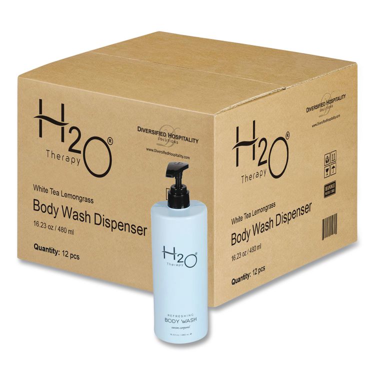 H2O Therapy Body Wash Air Pump, White Tea and Lemongrass, 16.23 oz Bottle, 12/Carton
