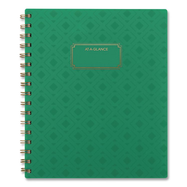Badge Geo Weekly/Monthly Planner, 8.75 x 7, Green Cover, 13-Month: Jan 2026 to Jan 2027