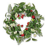 Petunia and Strawberry Wreath, 22" Diameter x 5"h, White