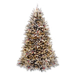 Pre-Lit Dunhill Fir Snowy Tree, 53" x 53" x 78", Green Tree, Green Tree Stand