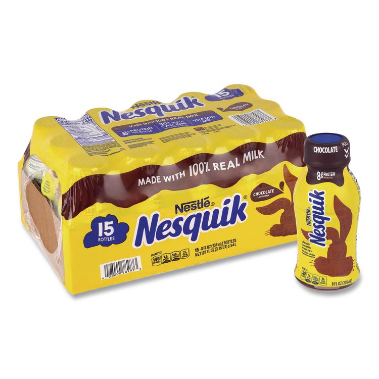 Nesquik Chocolate Lowfat Milk, 8 oz Bottle, 15/Carton
