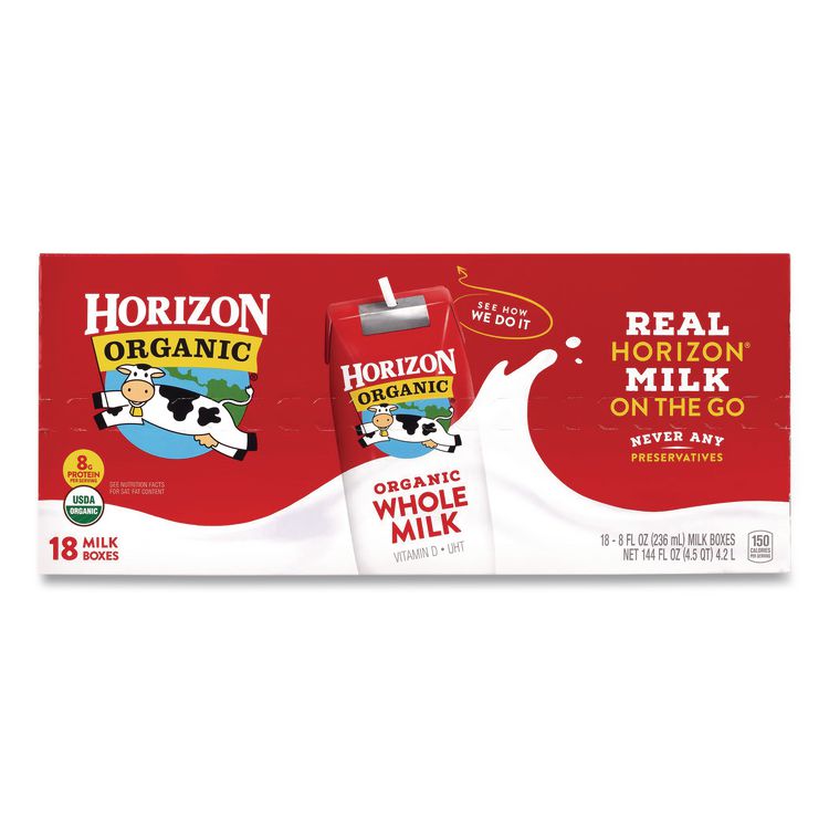Shelf-Stable Whole Milk Boxes, 8 oz Box, 18/Carton