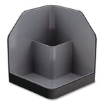 Fusion Plastic Corner Desktop Supplies Organizer, 2 Compartments, 6.67 x 7.4 x 6.67, Gray/Black, Plastic