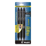 FriXion Ball Clicker Erasable Gel Pen, Retractable, Fine 0.7 mm, Black Ink, Black Barrel, 3/Pack