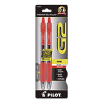 G2 Premium Gel Pen, Retractable, Fine 0.7 mm, Red Ink, Smoke/Red Barrel, 2/Pack