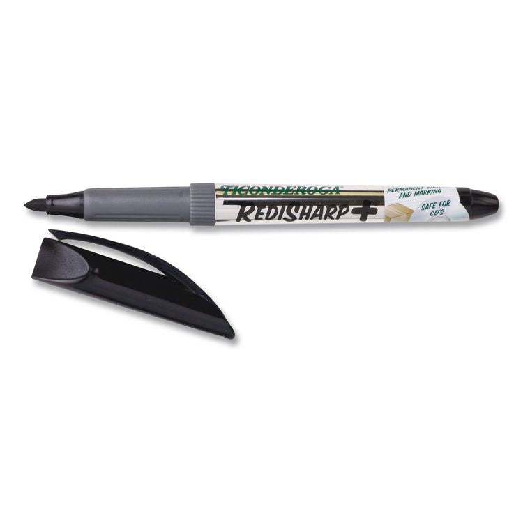 RediSharp+ Permanent Markers, Fine Tip, Black, 12/Pack