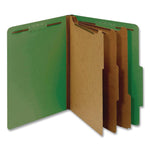 Colored Pressboard Top Tab Classification Folders, 3.5" Expansion, 3 Dividers, 8 Fasteners, Letter Size, Dark Green, 10/Box