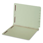 Colored Pressboard End Tab Fastener Folders, 3" Expansion, 2 Fasteners, Letter Size, Light Green Exterior, 25/Box