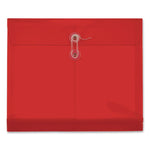 Premium Plastic Document File, 1.25" Expansion, 1 Section, String and Button Closure, Letter Size, Red, 5/Pack