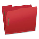 Colored Pressboard Top Tab Fastener Folders, 2" Expansion, 2 Fasteners, Letter Size, Bright Red Exterior, 25/Box