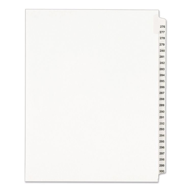 Preprinted Legal Exhibit Side Tab Index Dividers, Avery Style, 25-Tab, 276 To 300, 11 X 8.5, White, 1 Set, (1341)