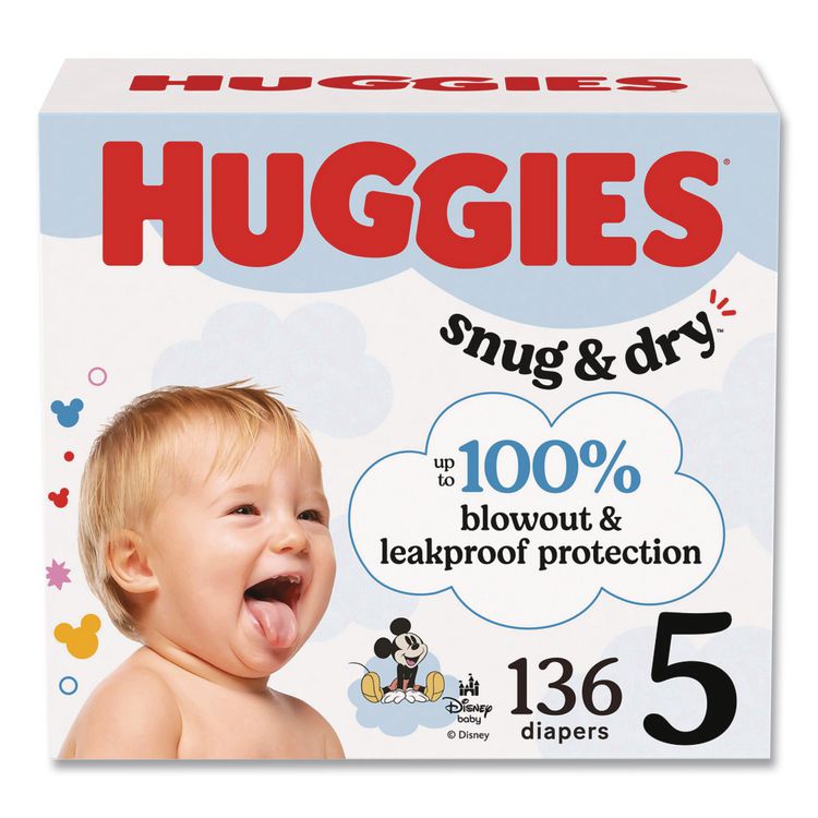 Snug and Dry Diapers, Size 5, 27+ lbs, 136/Carton