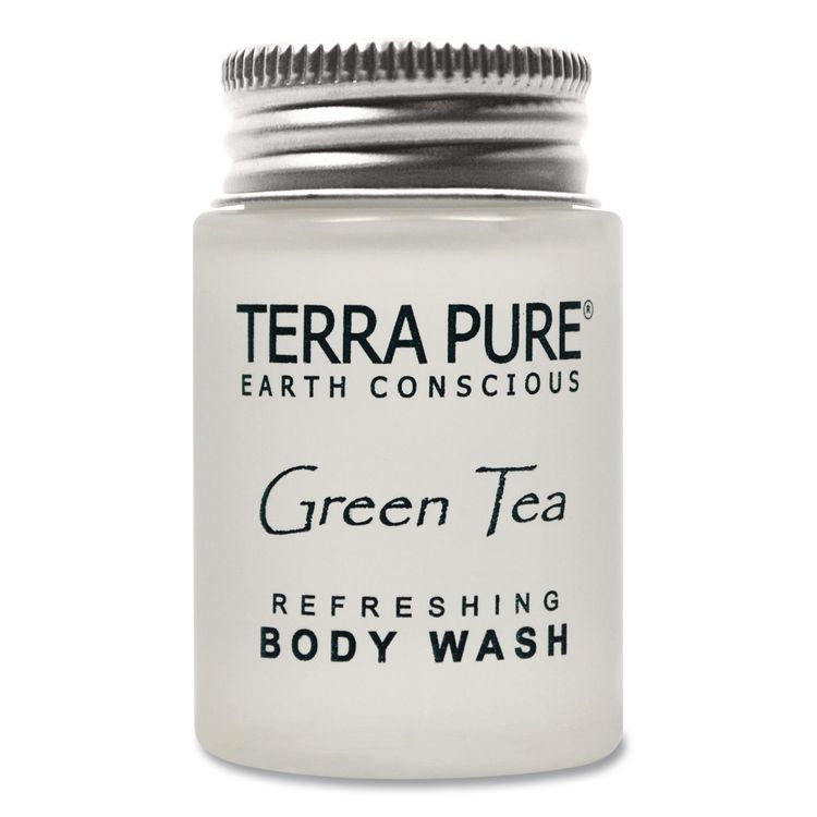Terra Pure Body Wash Jam Jar, Green Tea Lemongrass, 1 oz Jar, 300/Carton