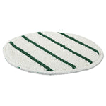 Low Profile Scrub-Strip Carpet Bonnet, 19" Diameter, White/green, 5/carton