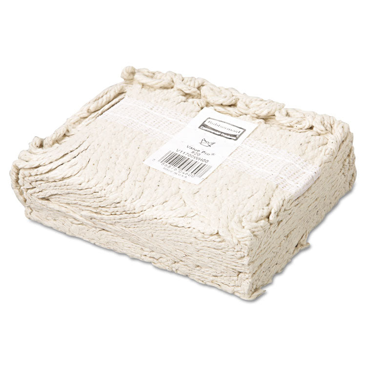 Economy Cut-End Cotton Wet Mop Head, 20oz, 1" Band, White, 12/carton