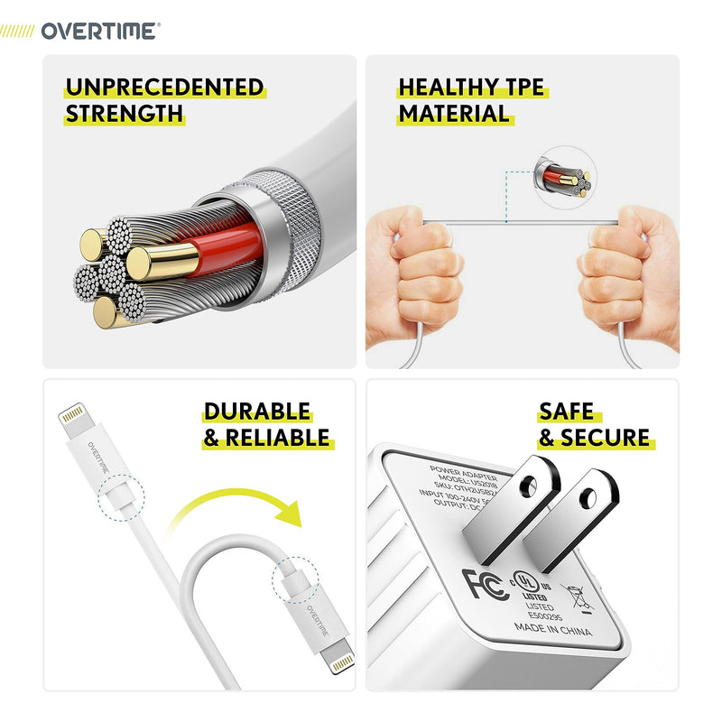 Overtime USB-A Charging Kit for Apple, 12W, White (DAC3IN1)