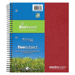 Roaring Spring Environotes 5-Subject Notebooks, 9" x 11", College Ruled, 160 Sheets, Assorted Colors, 12/Carton