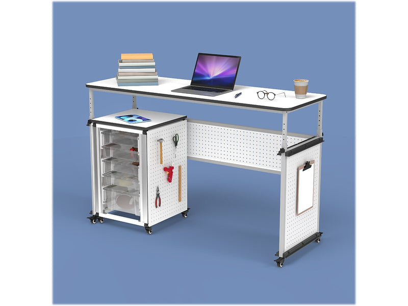 Luxor 32"-38"H Adjustable Standing Modular Teacher Desk, White/Gray (DTTB002)