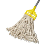Premium Cut-End Cotton Wet Mop Head, 16 oz, White, 1" White Band, 12/Carton
