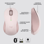 Logitech Signature M550 Wireless Ergonomic Ambidextrous Optical Mouse, Rose (910-006593)