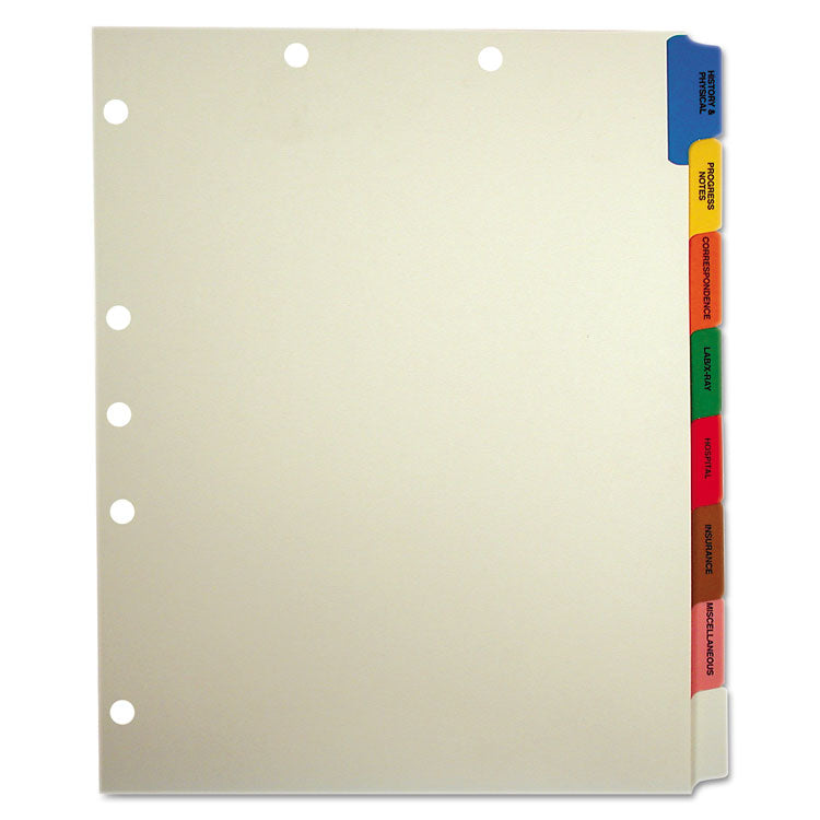 Side Tab Medical Chart Divider Sets, 8-Tab, Assorted Medical, 11 X 9, Manila, 40 Sets