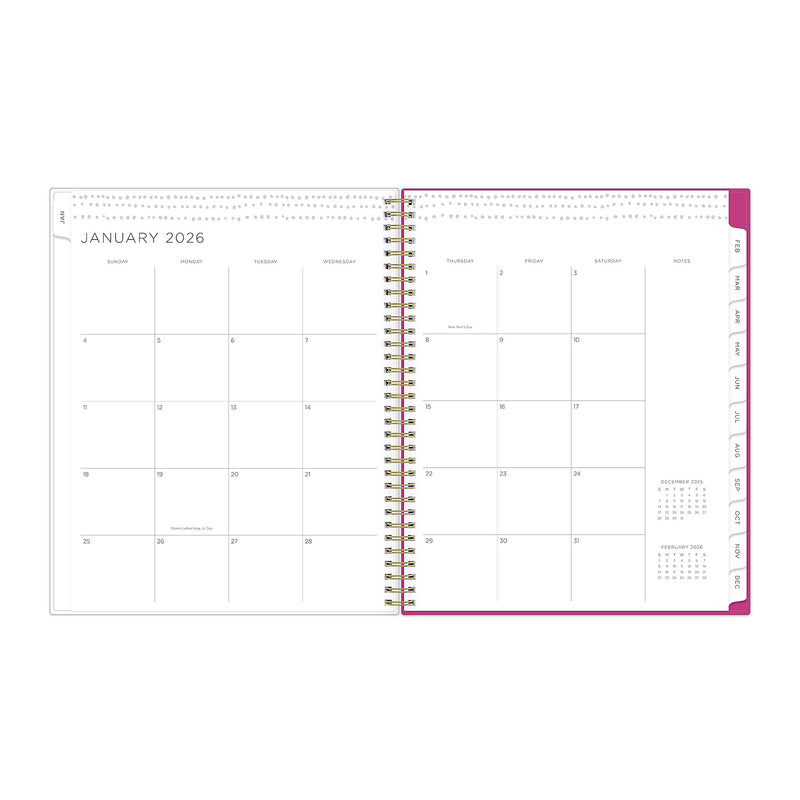 Planning Calendar KV Magenta Blooms PP 8.5x11 RY26 Wkly/Mthly Safety Wirebound -