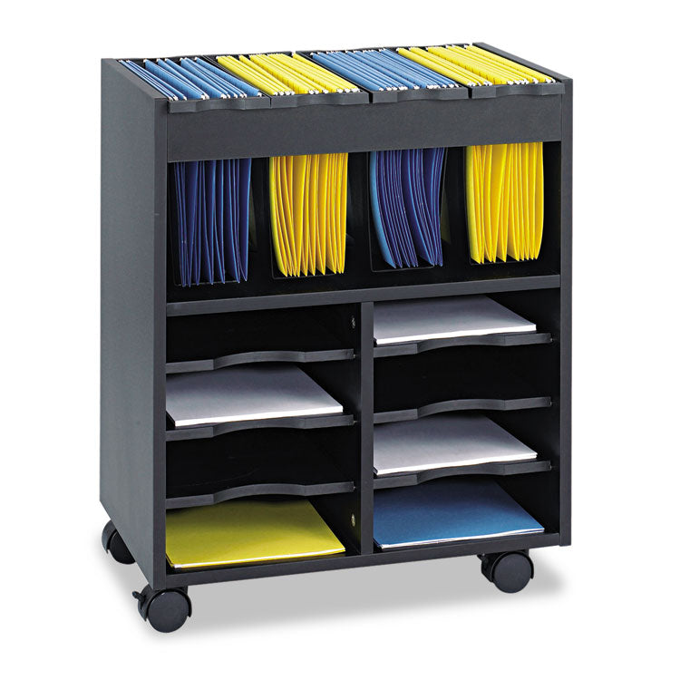 Go Cart Mobile File, Engineered Wood, 8 Shelves, 4 Bins, 14.5" x 21.5" x 26.25", Black