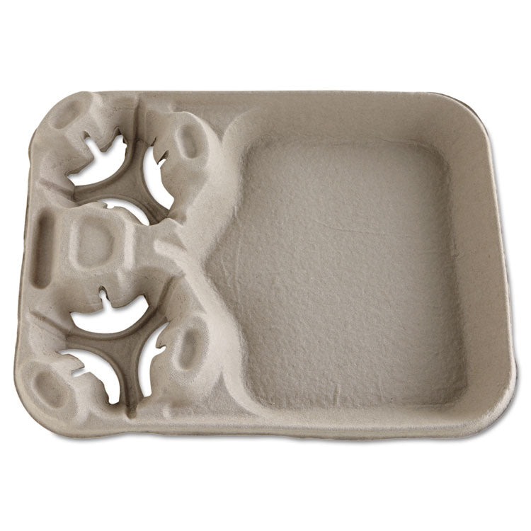 StrongHolder Molded Fiber Cup/Food Tray, 8 oz to 44 oz, Two Cups + Food Tray, Beige, 100/Carton