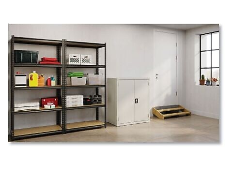 OIF 42"H Steel Storage Cabinet with 3 Shelves, Light Gray (CM4218LG)