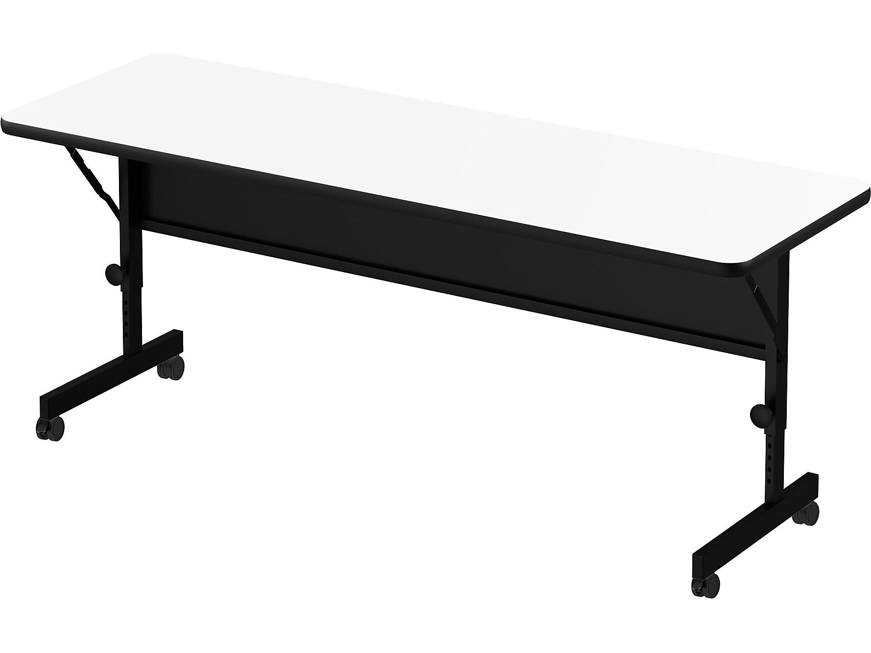Correll Deluxe 60"W x 24"D Adjustable Foldable Training Room Table, Dry-Erase Markerboard, With Wheels, Frosty White/Black