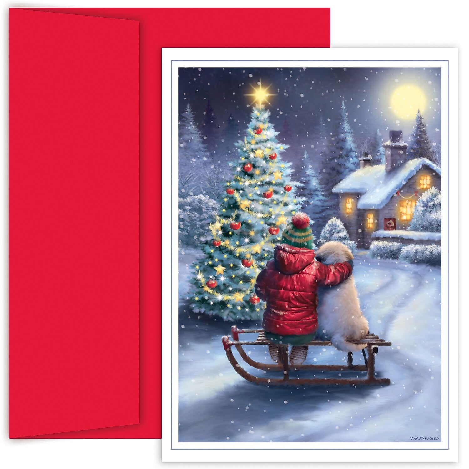 Masterpiece Studios Holiday Collection Best Friends Christmas Cards with Red Envelopes, 7.8" x 5.6", 16/Pack (881200)