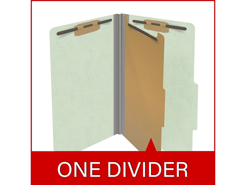 Medical Arts Press Pressboard Classification Folder, 1 Divider, 2" Expansion, Legal Size, Pale Green, 10/Box (DV-T52-14-3PGN)