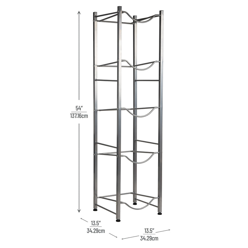 Mind Reader 5-Shelf Metal Mobile Water Jug Stand Holder, Silver (5TJUG-SIL)