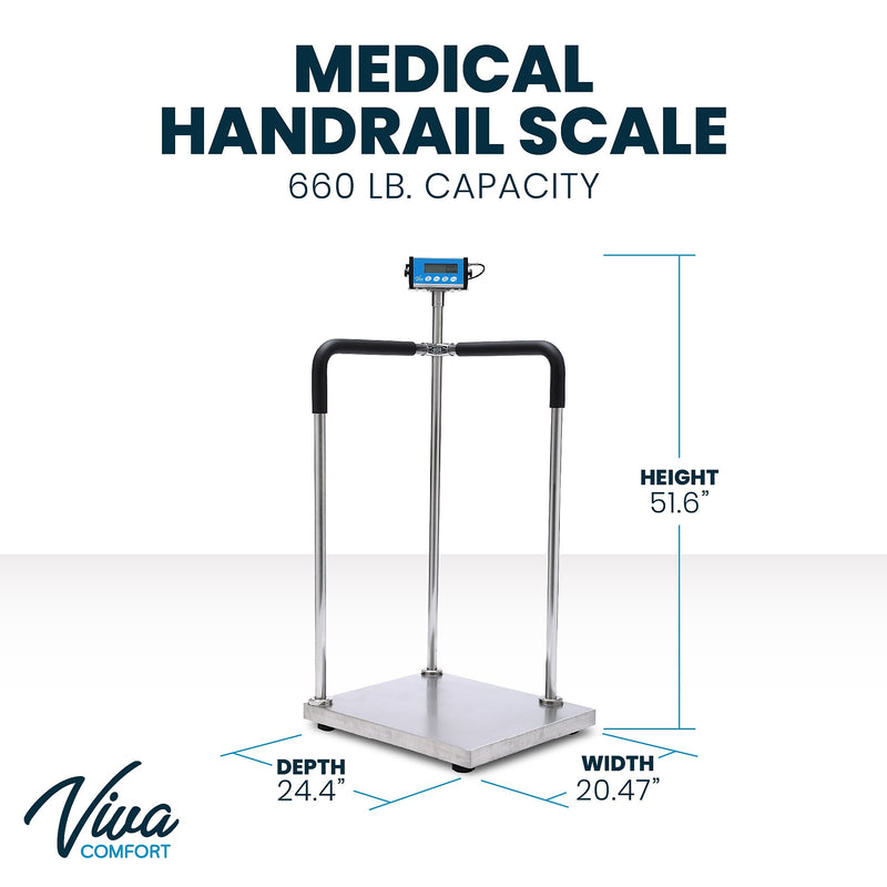Viva Comfort ME904 ADI904-05-MK Bariatric Scale with Wheels, Silver, 660 lbs. Capacity