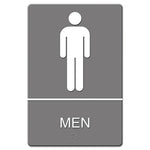 Ada Sign, Men Restroom Symbol W/tactile Graphic, Molded Plastic, 6 X 9, Gray