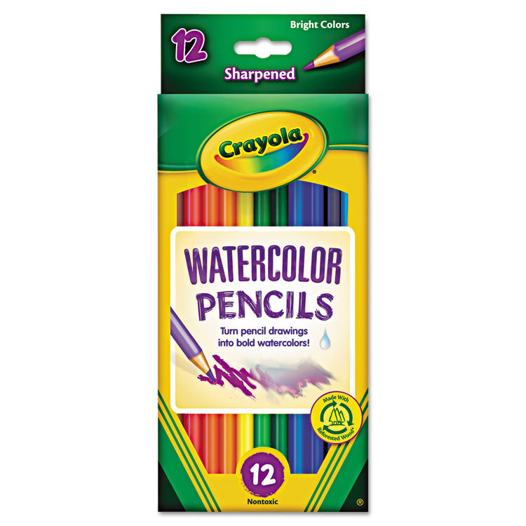 Watercolor Pencil Set, 3.3 mm, 2B, Assorted Lead and Barrel Colors, Dozen