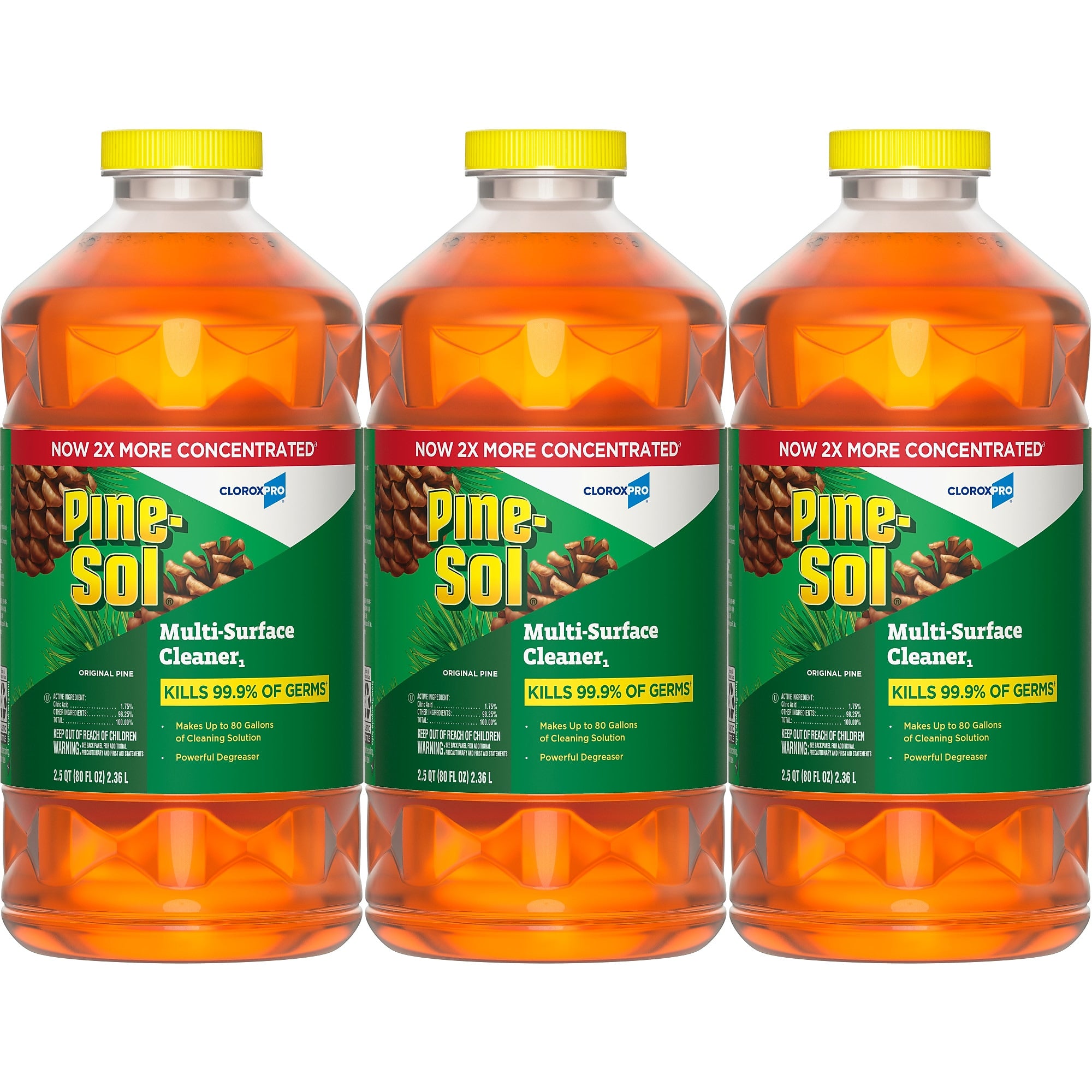 Pine-Sol  Disinfecting Multi-Surface Cleaner Degreaser, Original Pine, 80 Fl. Oz. 3/Carton (60606CT)