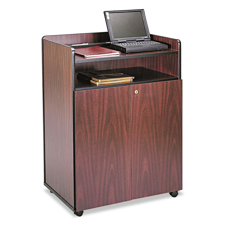 Executive Mobile Presentation Stand, 29.5 X 20.5 X 40.75, Mahogany