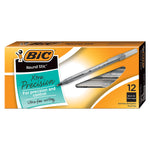 BIC Round Stic Xtra Precision Ballpoint Pens, Fine Point, 0.8mm, Black Ink, Dozen (20129/GSF11BK)