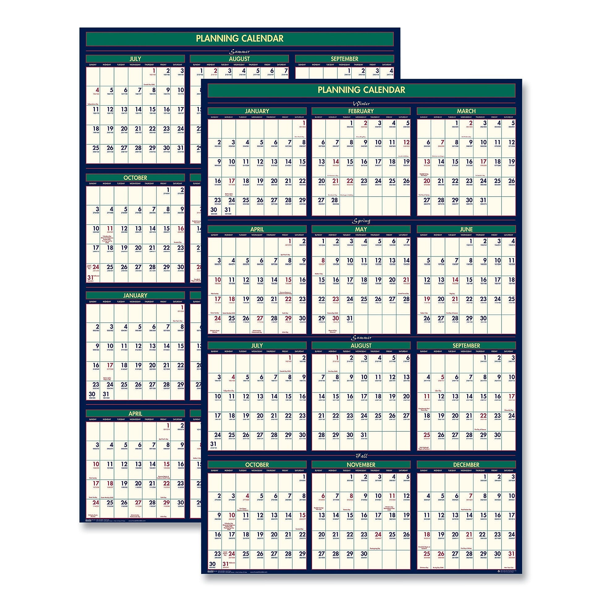 2025-2026 House of Doolittle Four Seasons 24" x 37" Academic & Calendar Yearly Wall Calendar, Reversible, Four Seasons (HOD390)