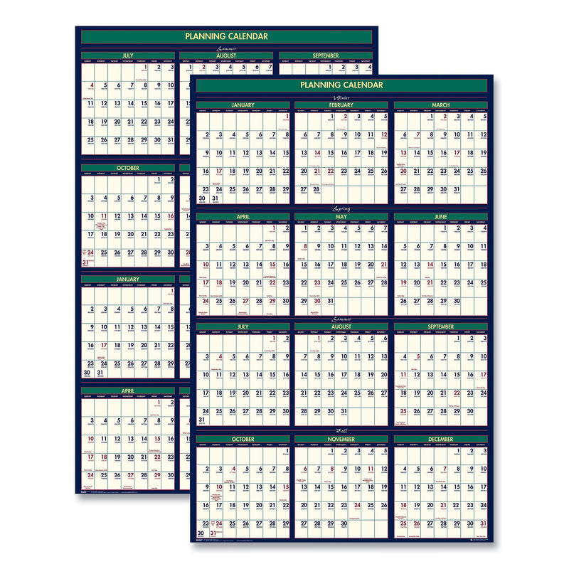 2025-2026 House of Doolittle Four Seasons 24" x 37" Academic & Calendar Yearly Wall Calendar, Reversible, Four Seasons (HOD390)