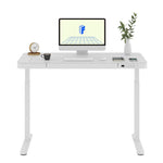 FlexiSpot EG9 48"W Electric Adjustable Glass Top Standing Desk, White (EG9W-E)