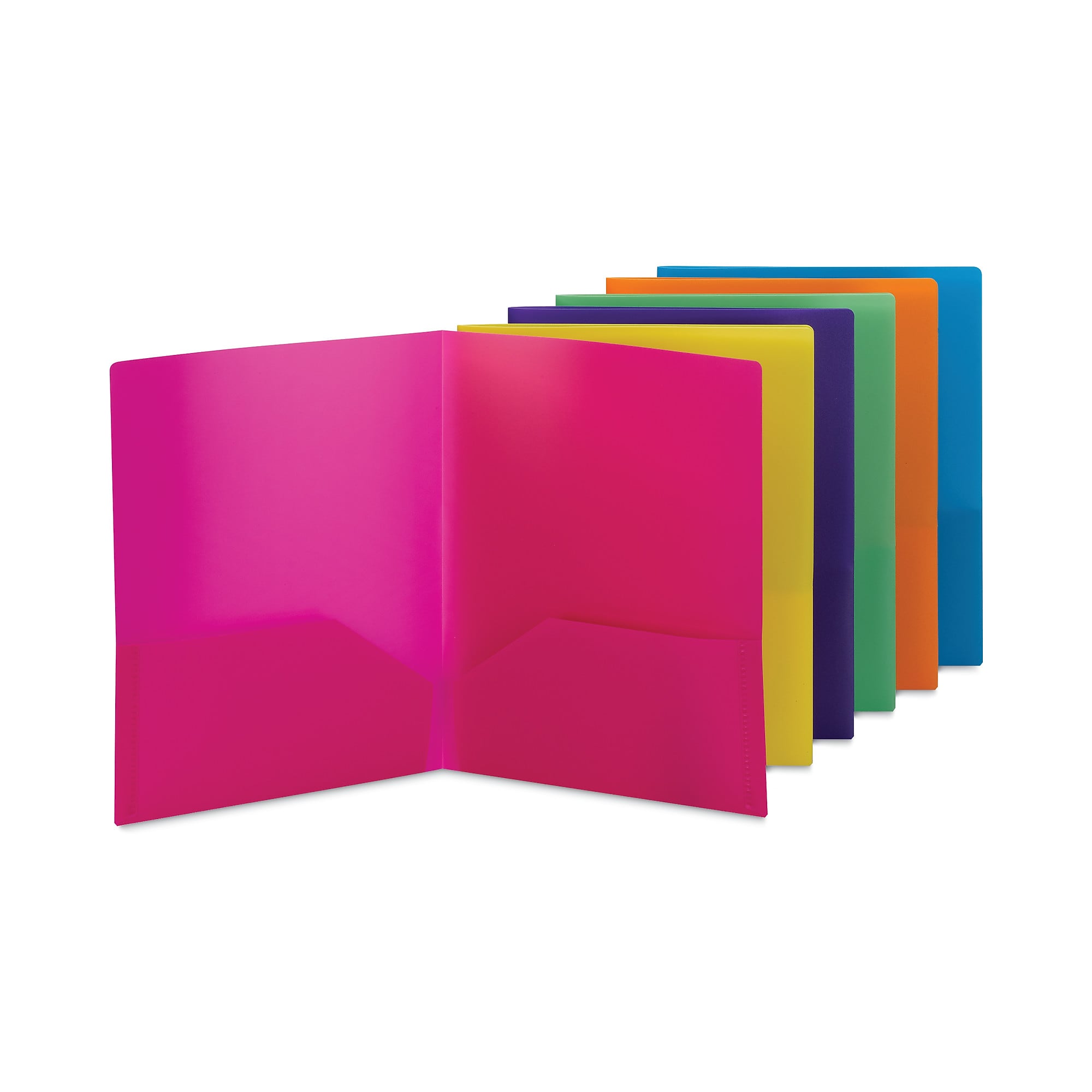 Smead™ Poly Two-Pocket Folders, 100-Sheet Capacity, 11 x 8.5, Assorted, 6/Pack
