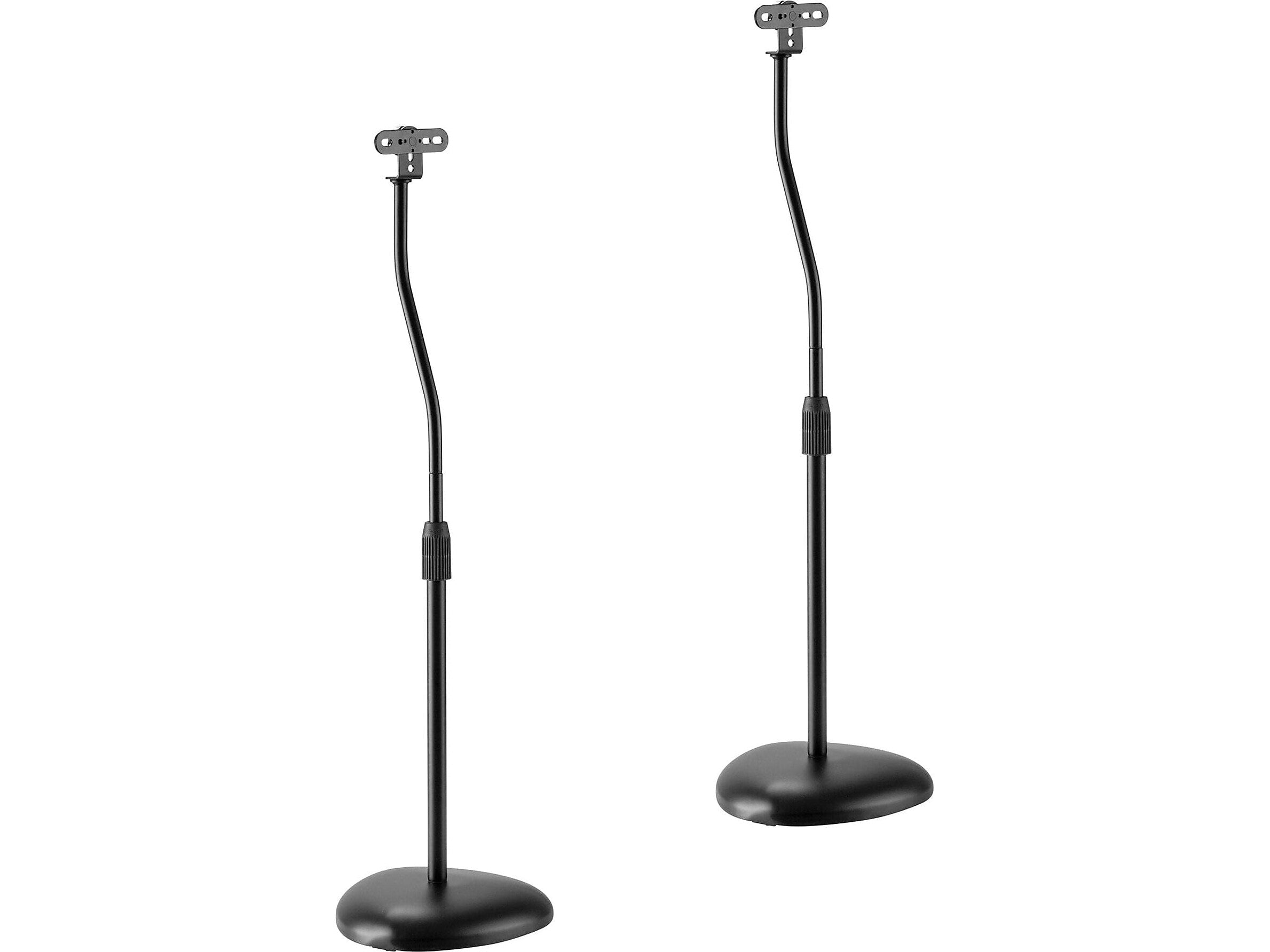 Mount-It! Height-Adjustable Speaker Floor Stand, Black, 2/Pack (MI-1232)