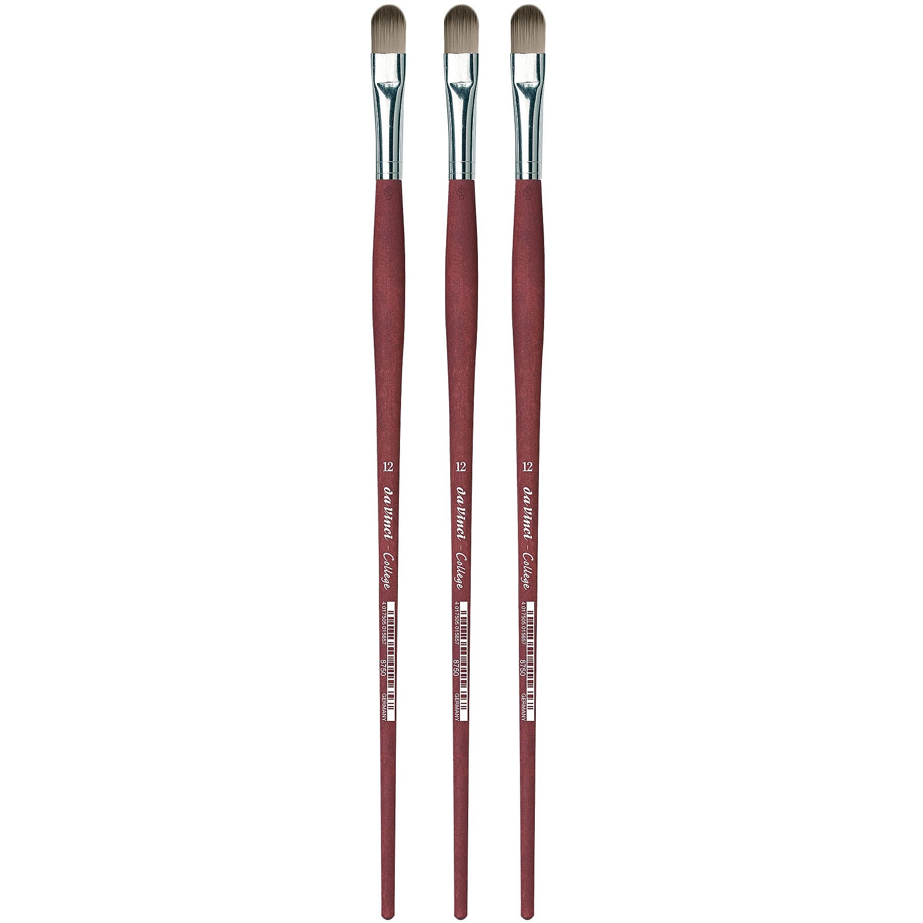 da Vinci COLLEGE Oil and Acrylic Synthetic Student Filbert Brush, 3 Brushes/Pack (DVXVA875012-3)