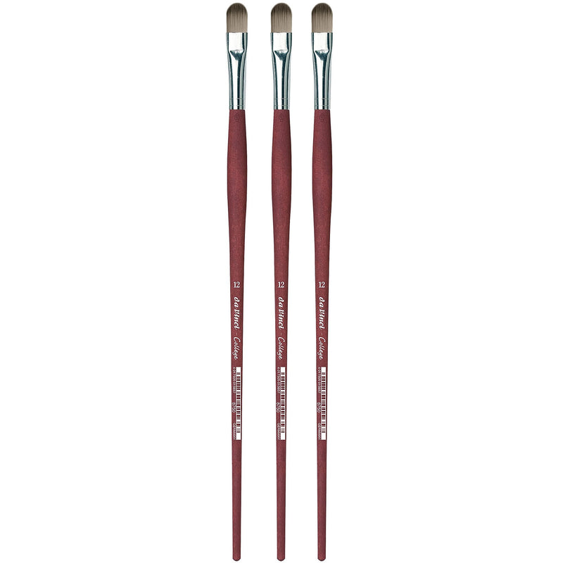 da Vinci COLLEGE Oil and Acrylic Synthetic Student Filbert Brush, 3 Brushes/Pack (DVXVA875012-3)