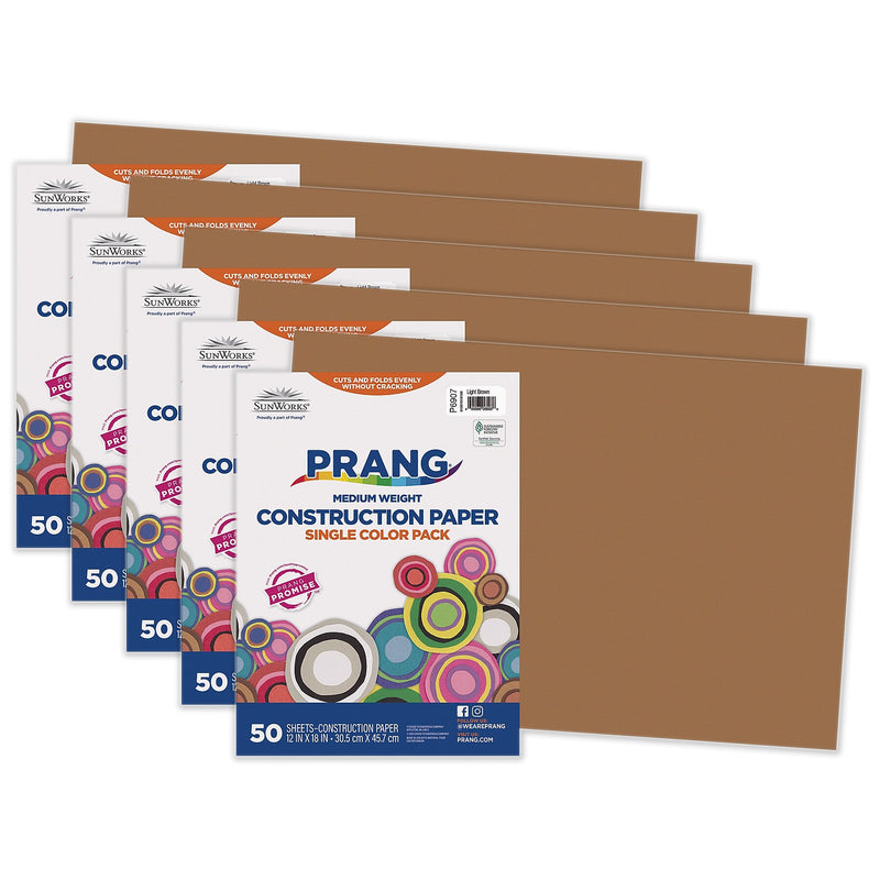Prang 12" x 18" Construction Paper, Light Brown, 50 Sheets/Pack, 5 Packs/Bundle (PAC6907-5)