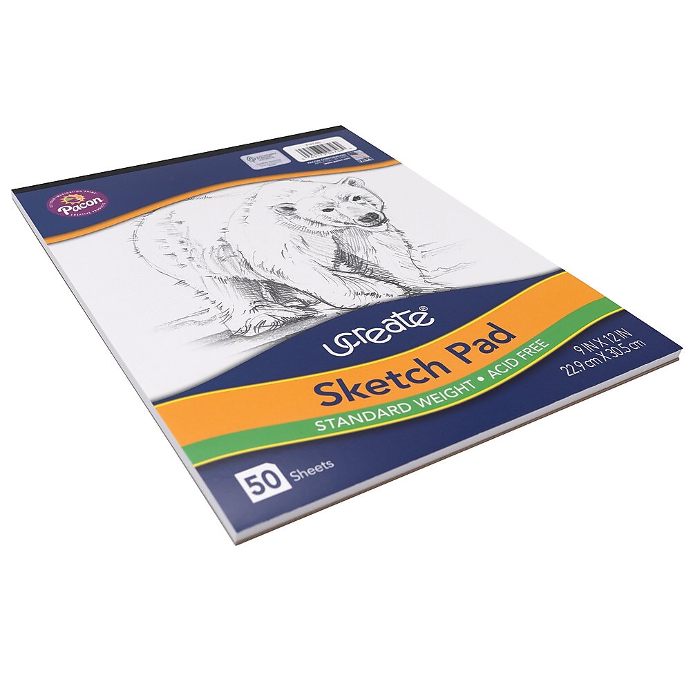 Pacon UCreate 9" x 12" Tape Bound Sketch Pad, 50 Sheets/Pad (4746)