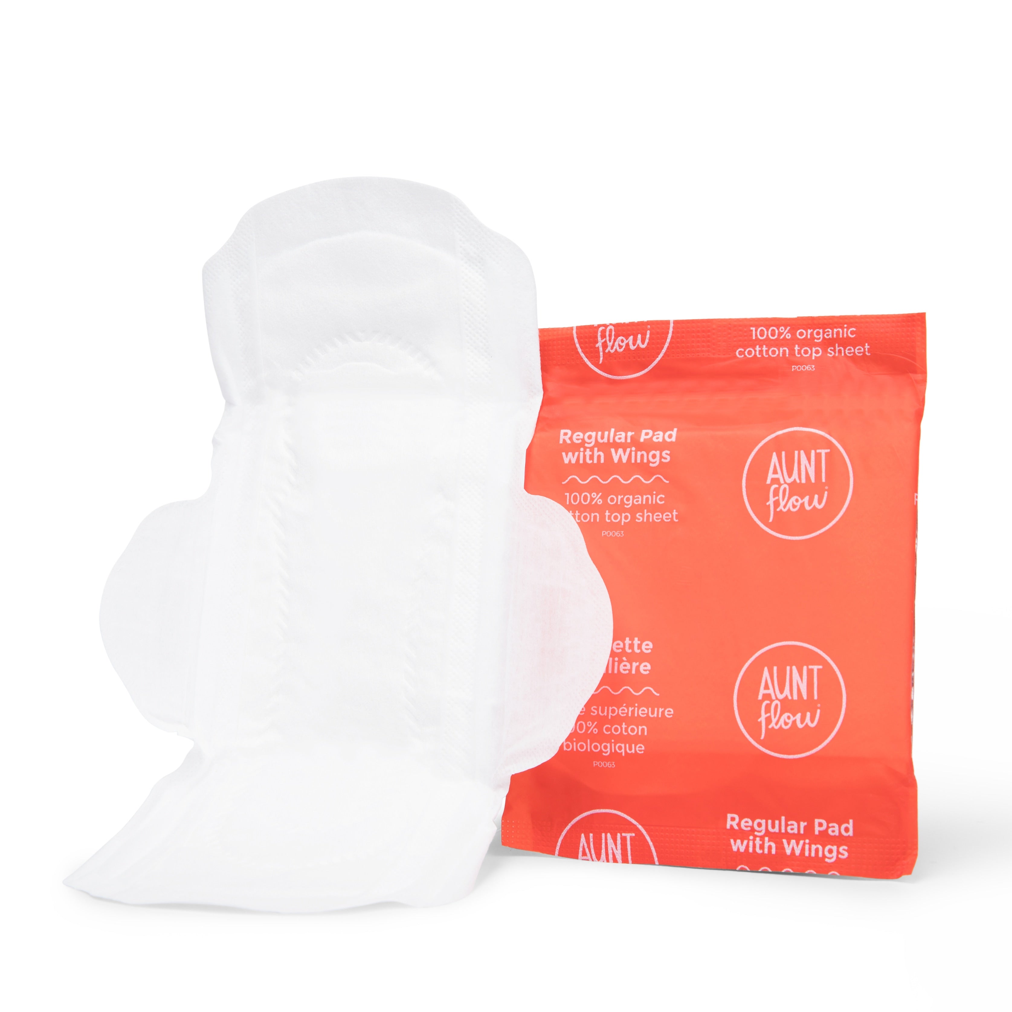 Aunt Flow Organic Pads with Wings, Regular, 500/Case (ATF00125)