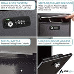 AdirOffice Steel Locking Wall Mounted Drop Box Interoffice Mailbox with Key and Combination Lock , Black (631-04-BLK-KC-PKG)